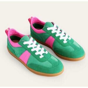 Boden Erin Retro Tennis Trainers Green Pink Suede Low Top Sneaker Women EU 40